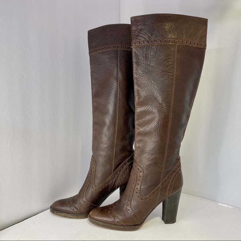 Michael Kors tall brown pebbled caviar leather boots size 7.5 - Picture 3 of 6